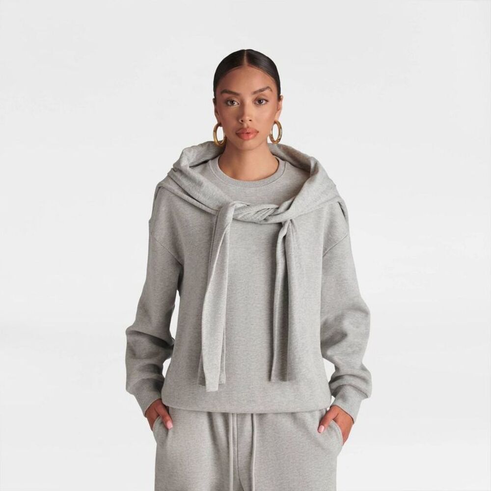 Women's Long Sleeve 'The Double Layer Crewneck Sweatshirt' - Heather Gray S